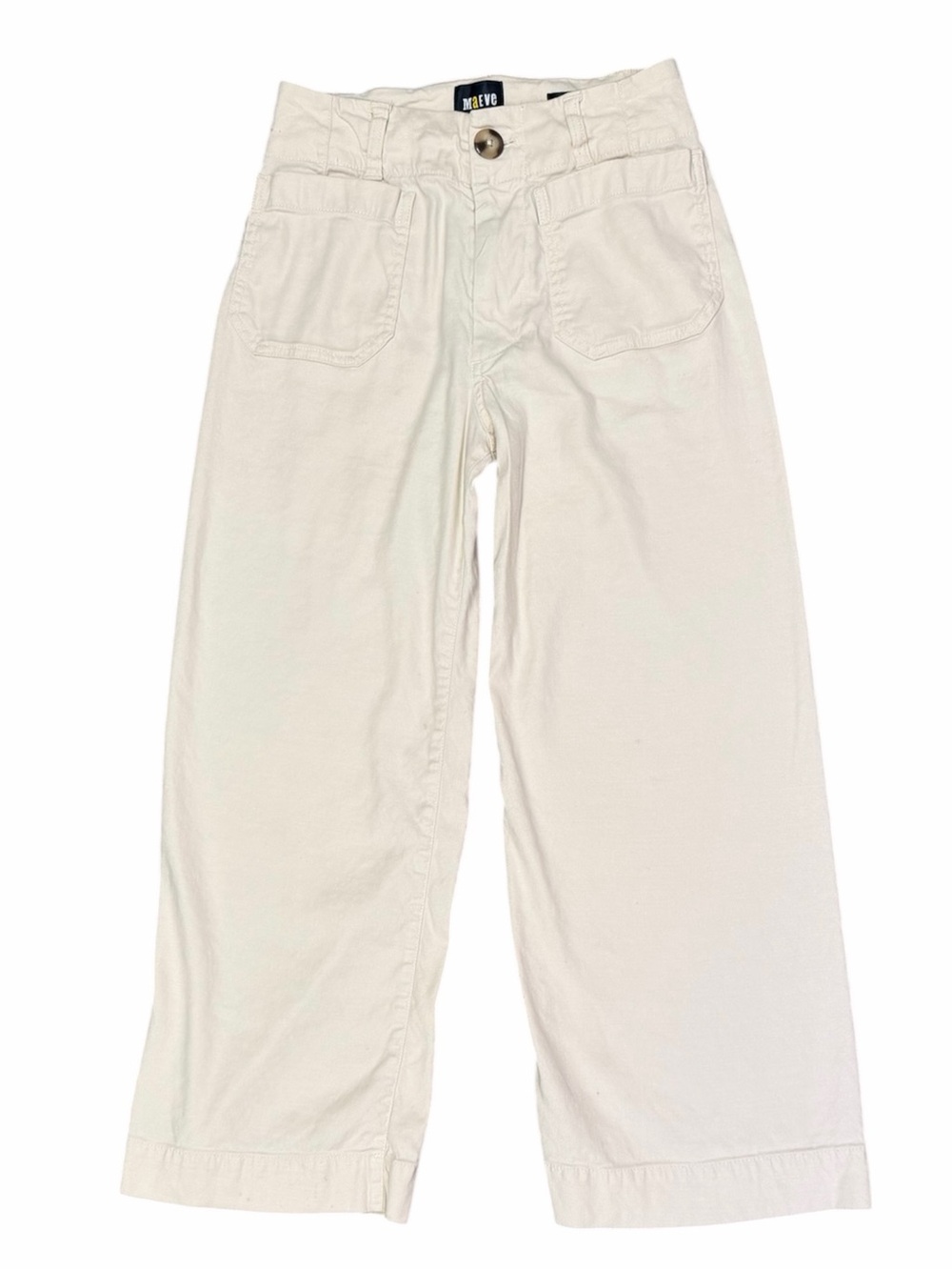 Maeve Collette Crop by Anthropologie Wide Leg Linen Blend Pants 24 Petite Flawed - Picture 3 of 10